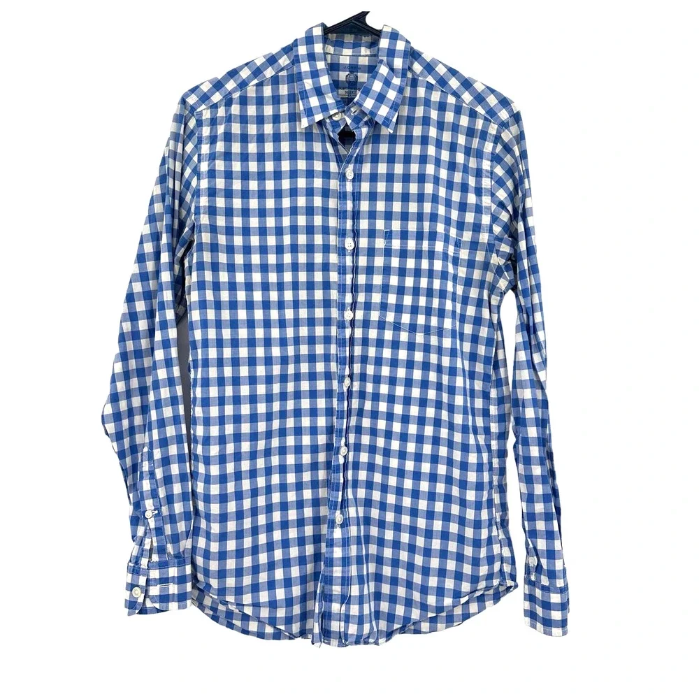 J. Crew size XS lightweight shirt blue white check plaid‎ long sleeve button up